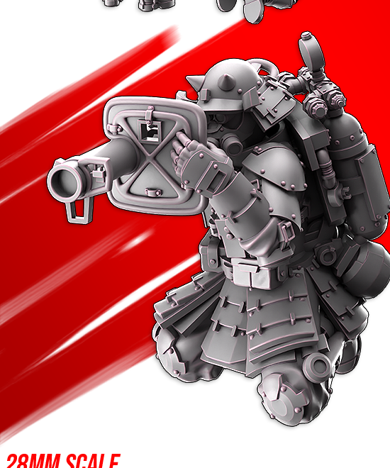 IJN Armored Assault Panzerschreck trooper crouched and aiming a rocket launcher