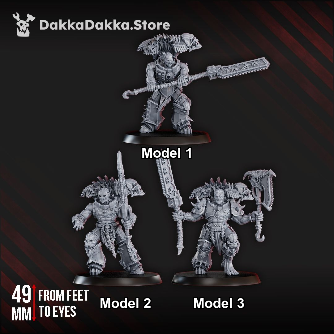 Possessed Butchers group of three distinct posed models, each labeled for the variant picker