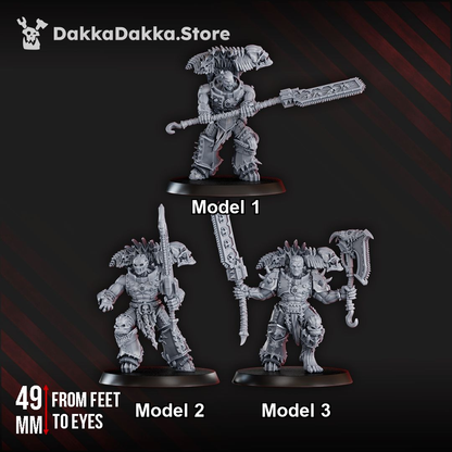 Possessed Butchers group of three distinct posed models, each labeled for the variant picker