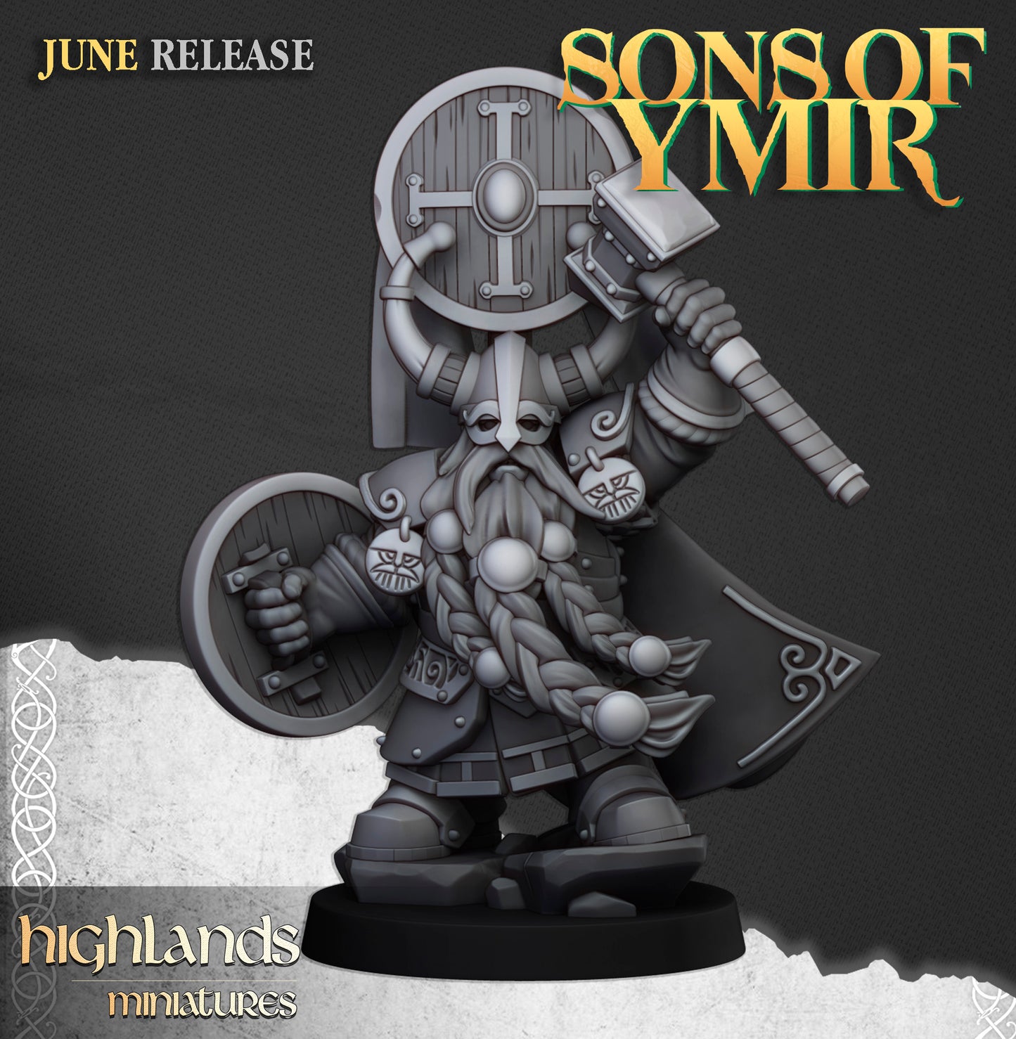 Dwarf Prince with a great warhammer, a dwarf army hero