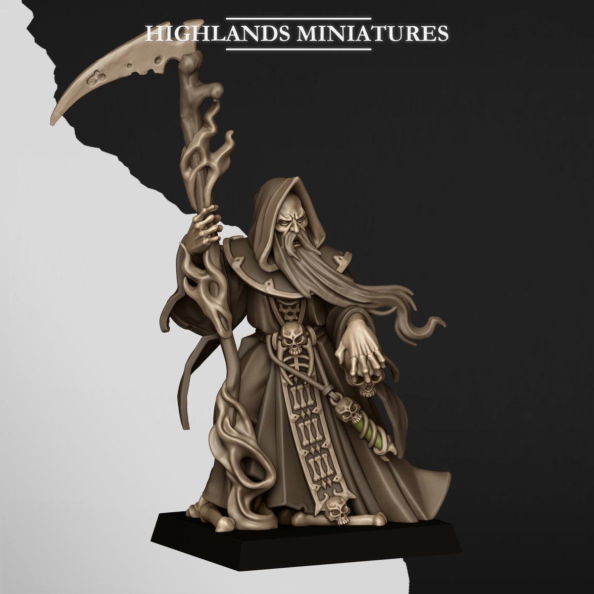Rasputin the Necromancer, front view close up, Highlands Miniatures render