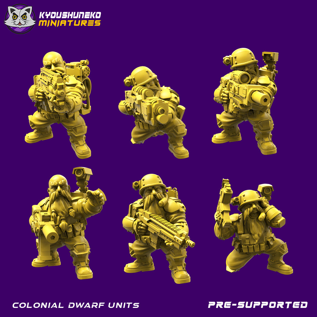Colonial Space Dwarf Infantry Units  | Space Dwarfs / Squats / League of Votann | Resin 3D Printed Miniature | Kyoushuneko
