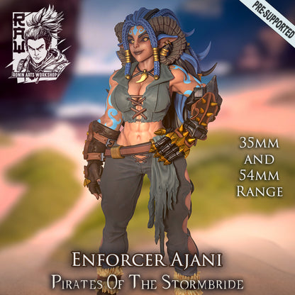 Pirate Ajani | Pirates of the Stormbride | 28mm-120mm Scale | Resin 3D Printed Miniature | Ronin Arts Workshop