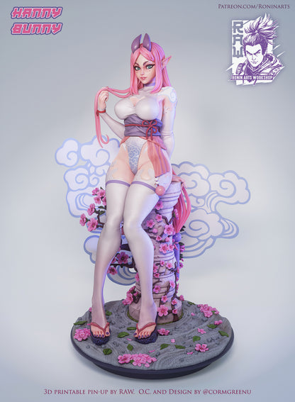 Hanny Bunny | Clothed or Nude | Resin 3D Printed Pinup | Ronin Arts Workshop