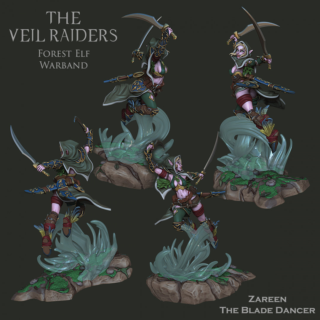 Zareen, the Blade Dancer | The Veil Raiders | Resin 3D Printed Miniature | Ronin Arts Workshop