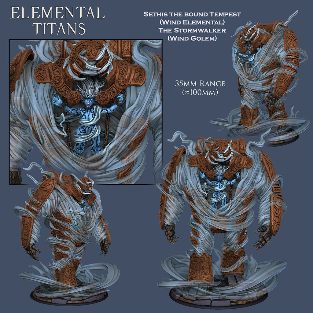 Sethis the Tempest + Storm Walker | Massive Air Golem | Elementals | Resin 3D Printed Miniature | Ronin Arts Workshop | DnD