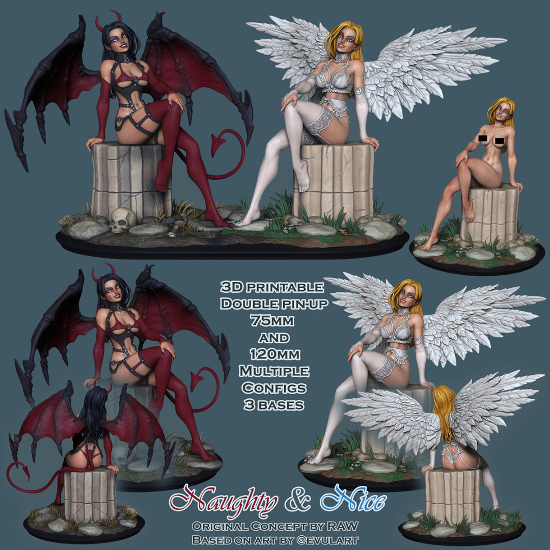 Naughty and Nice | Clothed or Nude | Resin 3D Printed Pinup | Ronin Arts Workshop