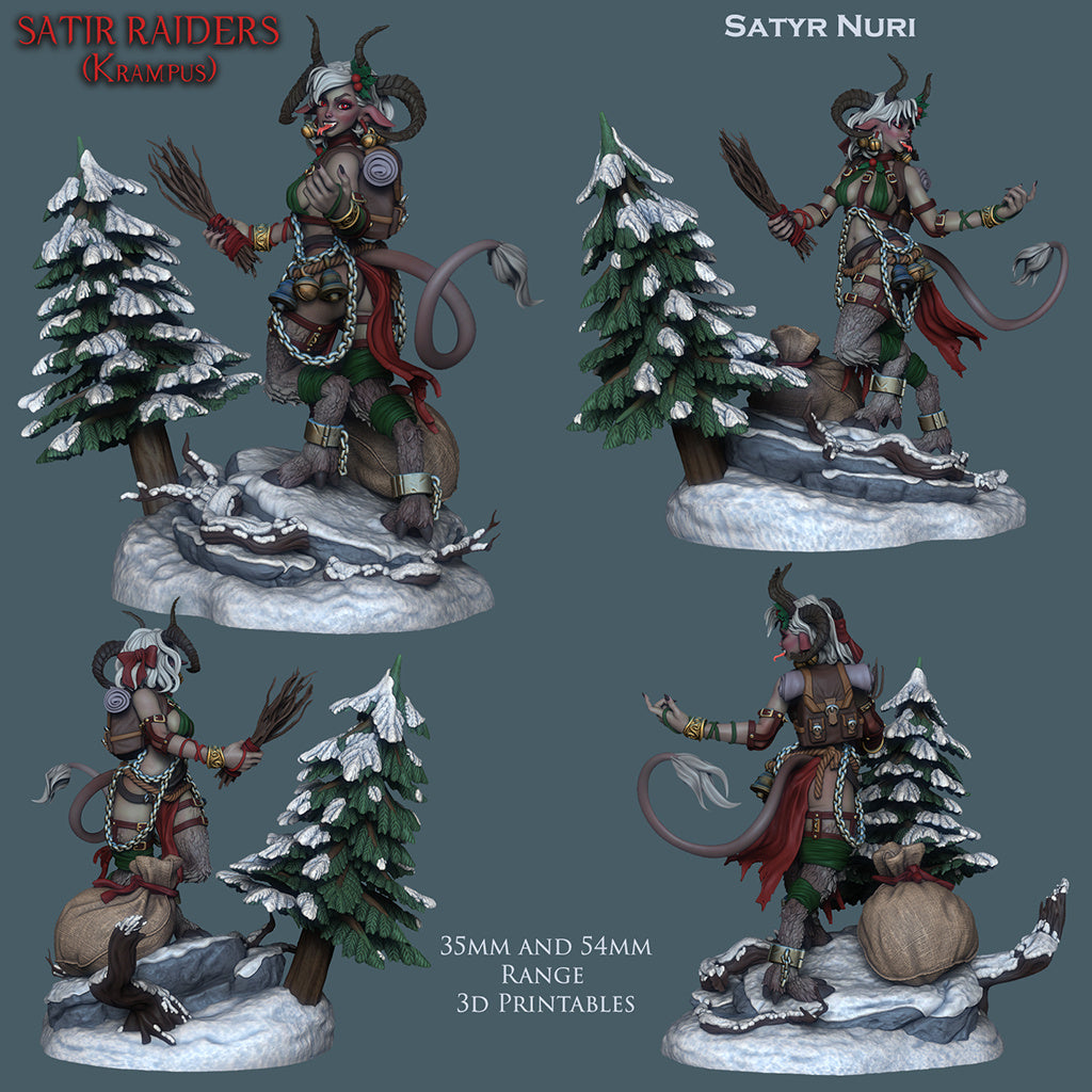 Nuri The Satyr - Lady Krampus | Multiple Scales | Resin 3D Printed Miniature | Ronin Arts Workshop