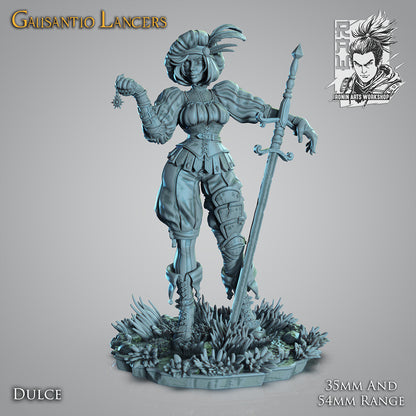 Lancer Dulce | Galisantio Lancers | 28mm-120mm Scale | Resin 3D Printed Miniature | Ronin Arts Workshop
