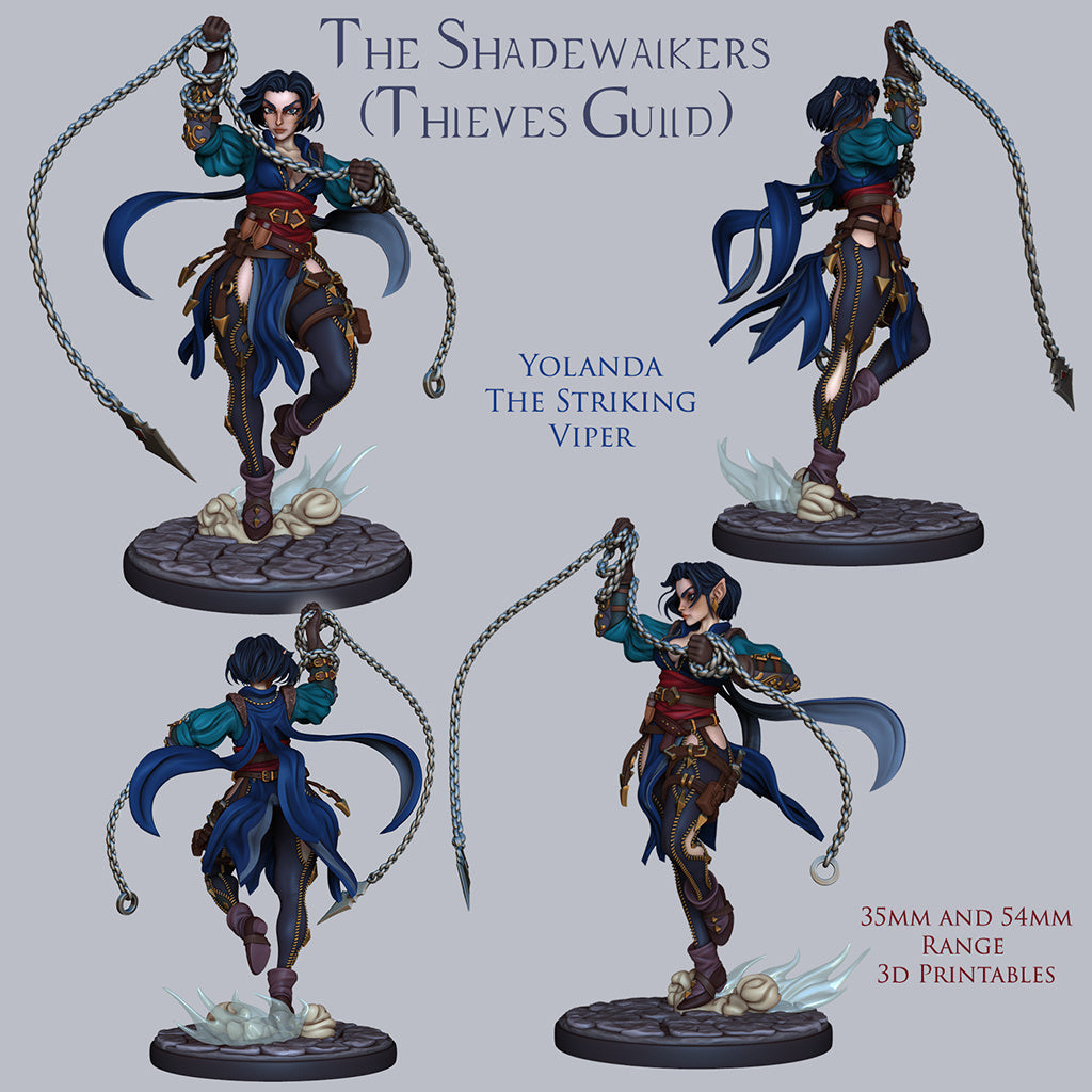 Yolanda the Striking Viper | The Shadewalkers | 28mm-120mm Scale | Resin 3D Printed Miniature | Ronin Arts Workshop