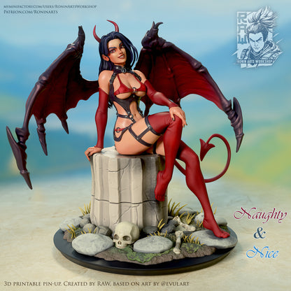 Naughty and Nice | Clothed or Nude | Resin 3D Printed Pinup | Ronin Arts Workshop