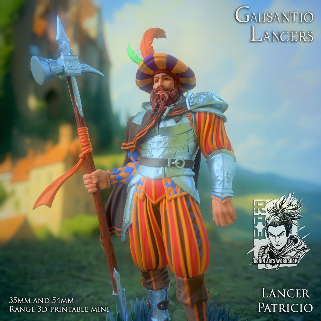 Lancer Patricio | Galisantio Lancers | 28mm-120mm Scale | Resin 3D Printed Miniature | Ronin Arts Workshop