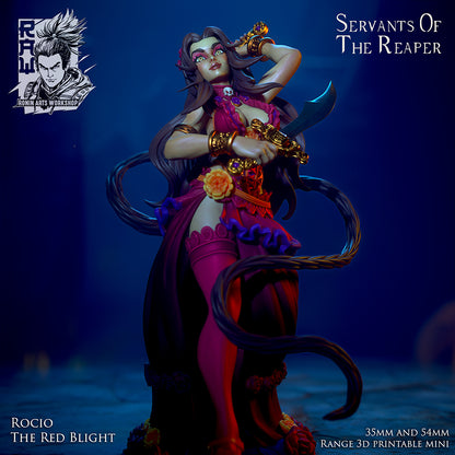 Rocio, the Red Blight | Servants of the Reaper | 32-120mm Scale | Resin 3D Printed Miniature | Ronin Arts Workshop | Guild Wars