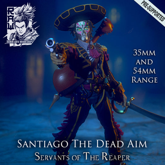 Santiago, the Dead Aim | Servants of the Reaper | 28-120mm Scale | Resin 3D Printed Miniature | Ronin Arts Workshop | Guild Wars