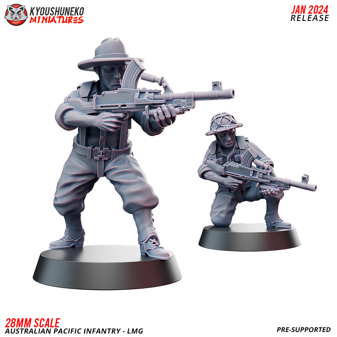 WW2 Australian Pacific LMG Team | Resin 3D Printed Miniature | Kyoushuneko