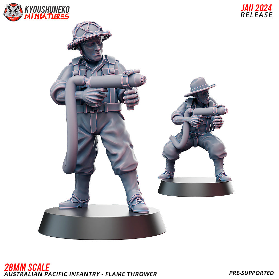 WW2 Australian Pacific Flame Thrower Team | Resin 3D Printed Miniature | Kyoushuneko