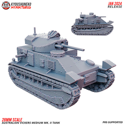 WW2 Australian Vickers Medium Mk. II Tank | Resin 3D Printed Miniature | Kyoushuneko