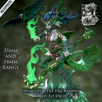 Shamila, Wood Elf Druid  | The Veil Raiders | Resin 3D Printed Miniature | Ronin Arts Workshop