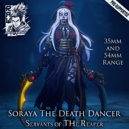 Soraya, the Death Dancer | Servants of the Reaper | 32-120mm Scale | Resin 3D Printed Miniature | Ronin Arts Workshop | Guild Wars