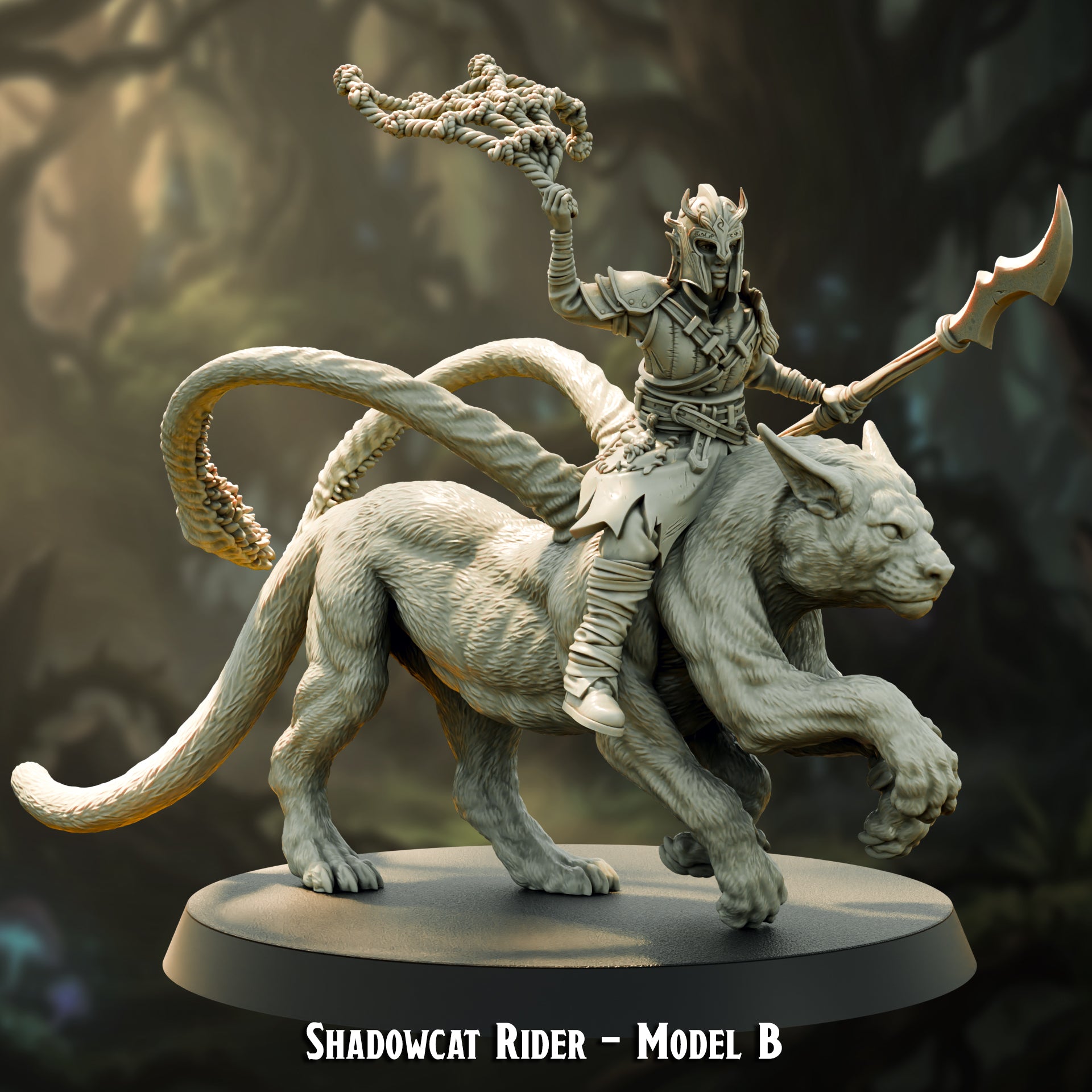 Shadowcat Rider Model B, elf rider throwing a net on a shadowcat mount