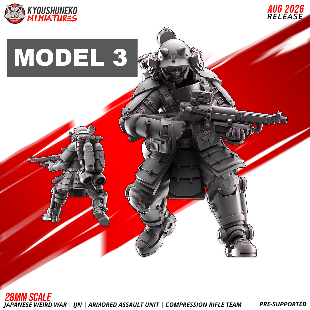 IJN Armored Assault riflemen, advancing, service rifle braced level at the hip, 28mm resin
