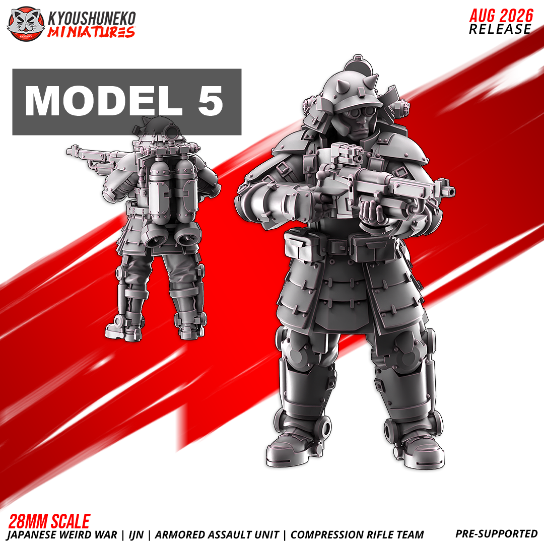 IJN Armored Assault riflemen, standing braced, service rifle leveled two-handed, 28mm resin