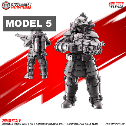IJN Armored Assault riflemen, standing braced, service rifle leveled two-handed, 28mm resin