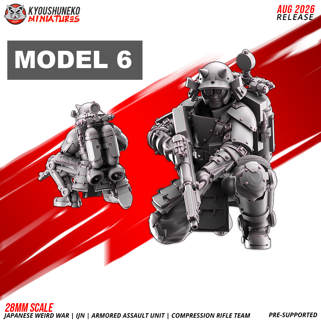 IJN Armored Assault riflemen, kneeling at the ready, service rifle held upright, 28mm resin