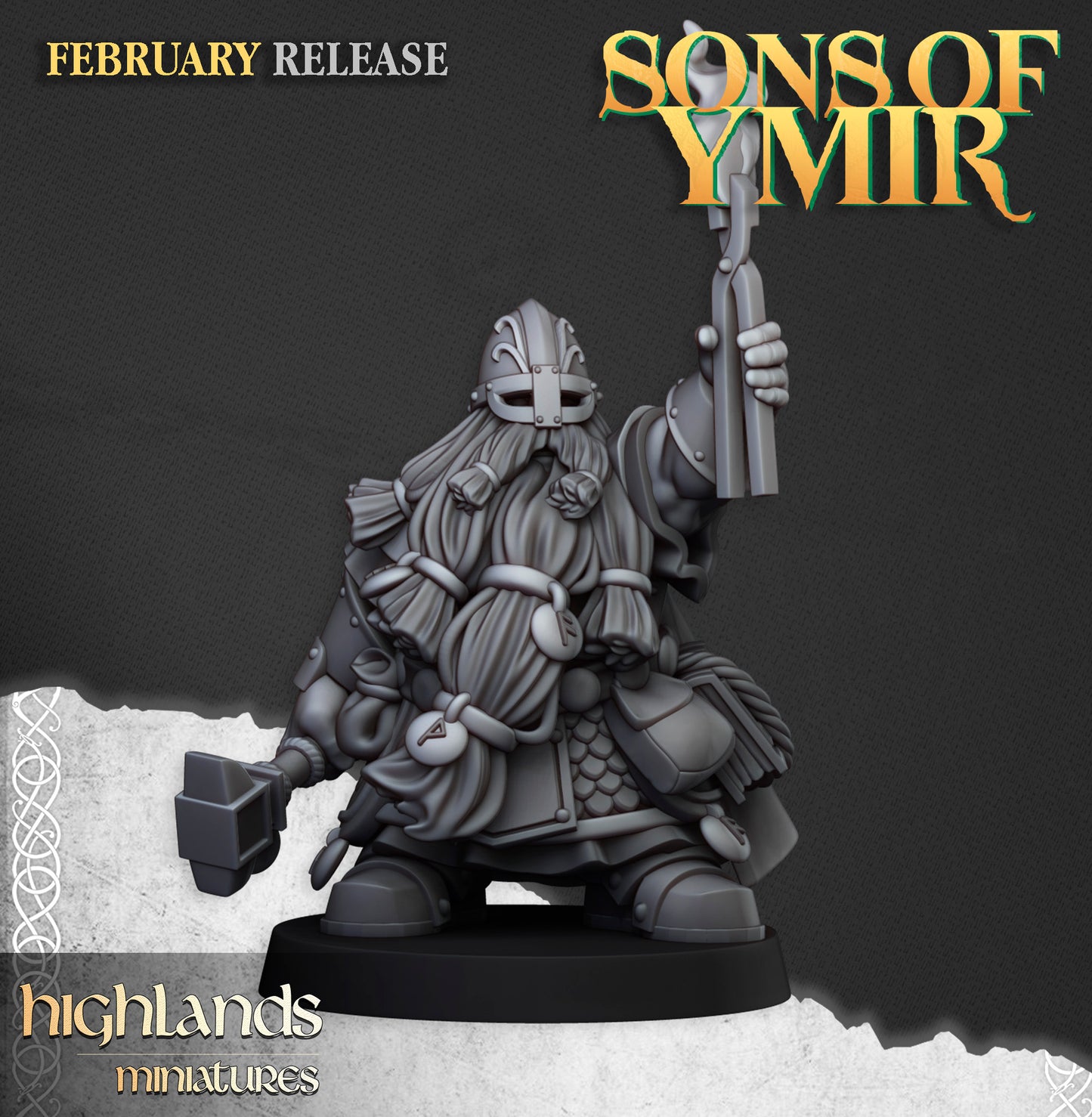 Dwarf Runemaster 1 with runestone and rune-hammer