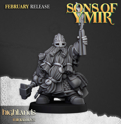 Dwarf Runemaster 1 with runestone and rune-hammer