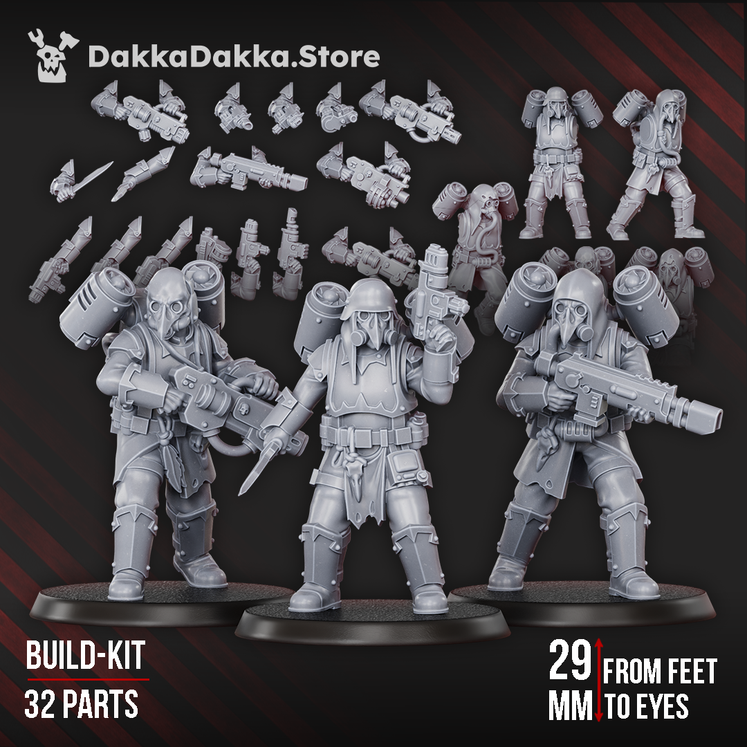 Ravenswatch Cultists build kit, assembled beaked cultists and conversion parts, 32mm resin, Dakka Dakka Store