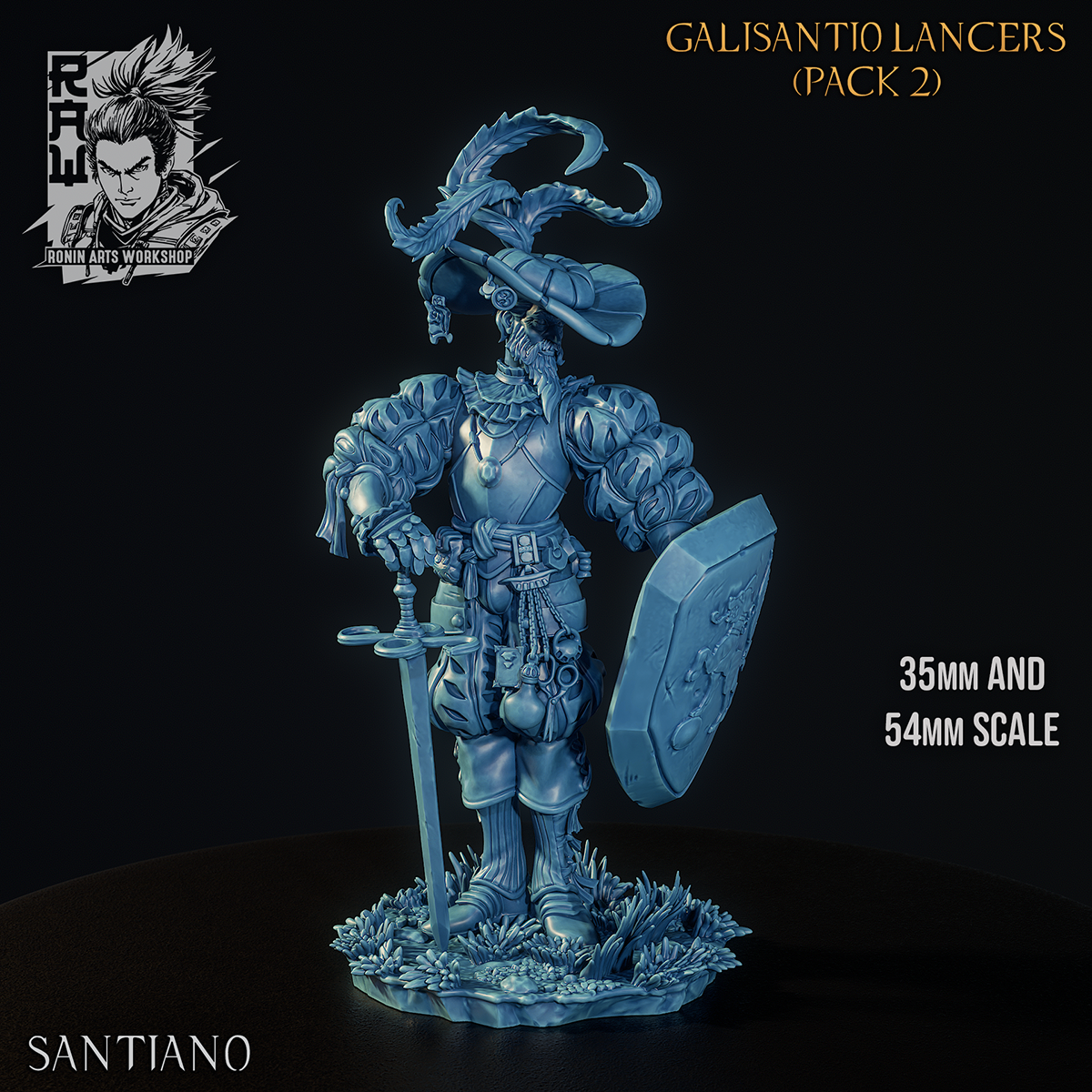Santiano the Captain, sculpt turntable render by Ronin Arts Workshop.