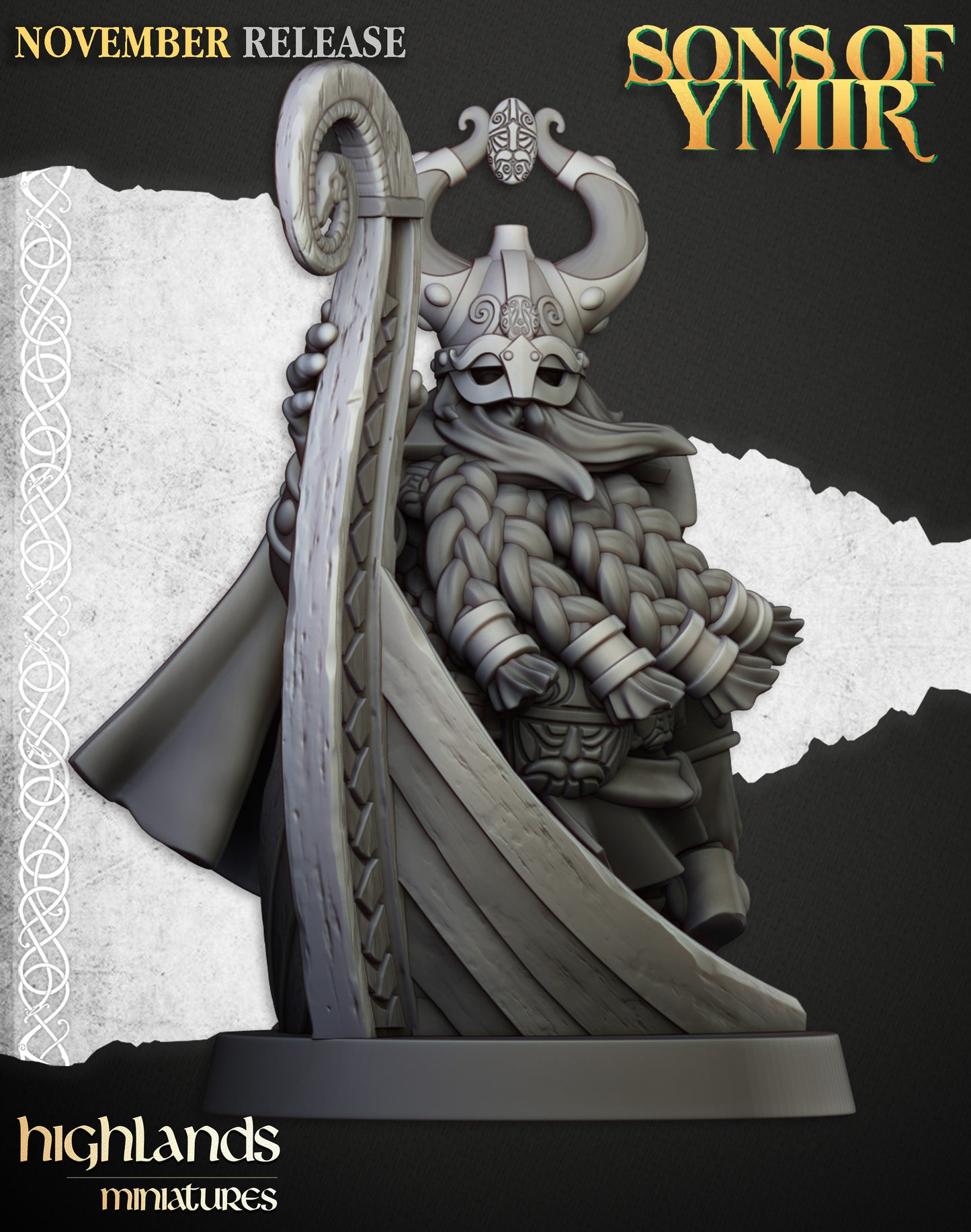 Dwarf Sea Lord, a horned-helmed dwarf at the prow of his longship