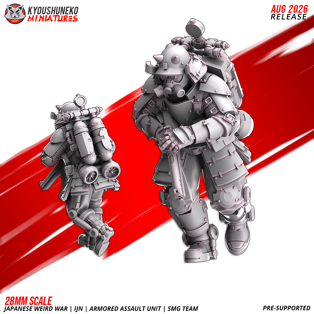 IJN Armored Assault SMG trooper, Model 1, front and rear