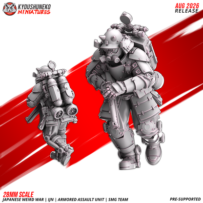 IJN Armored Assault SMG trooper, Model 1, front and rear