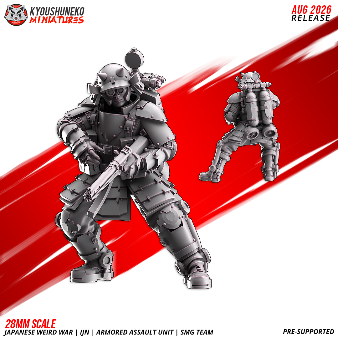IJN Armored Assault SMG trooper, Model 2, front and rear