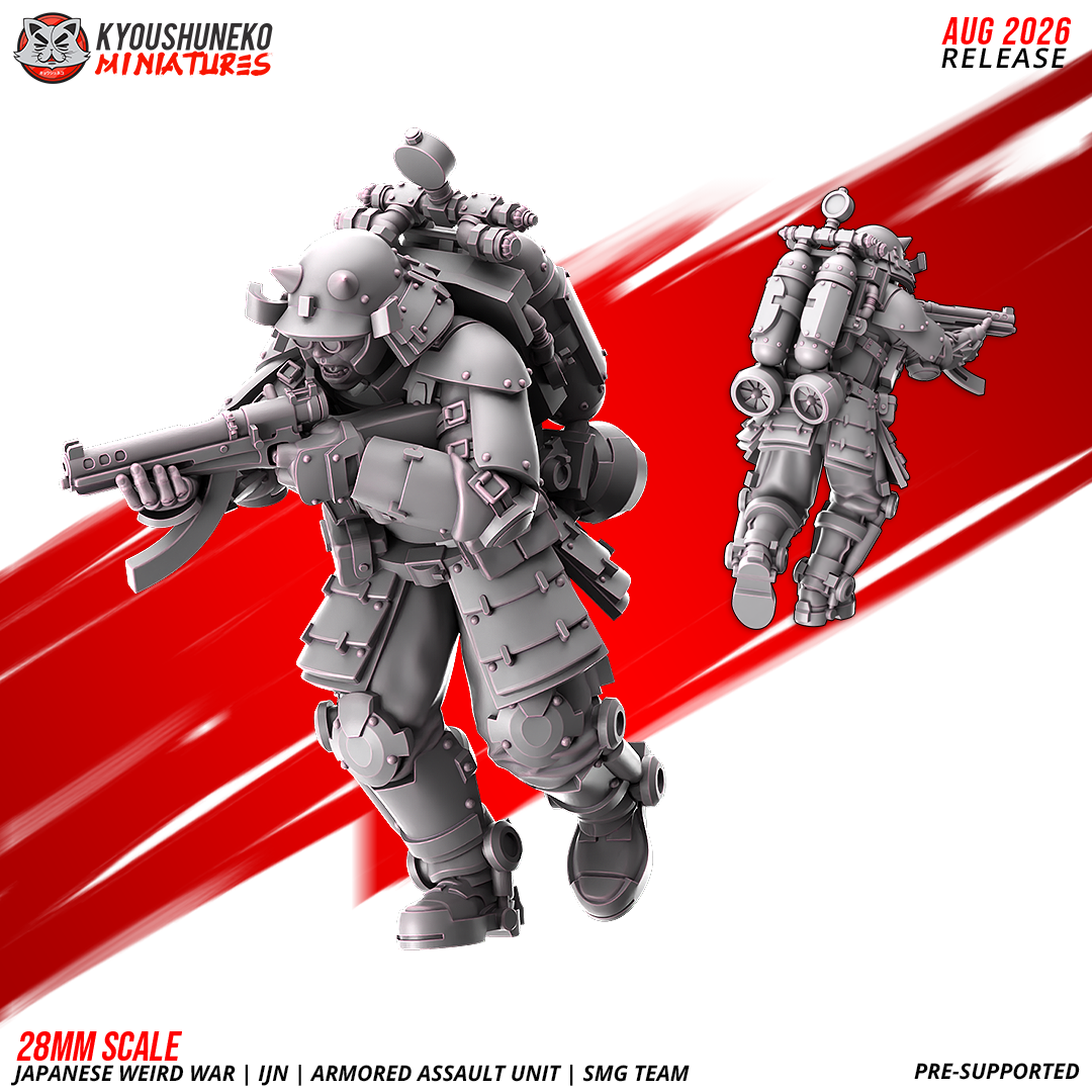 IJN Armored Assault SMG trooper, Model 5, front and rear