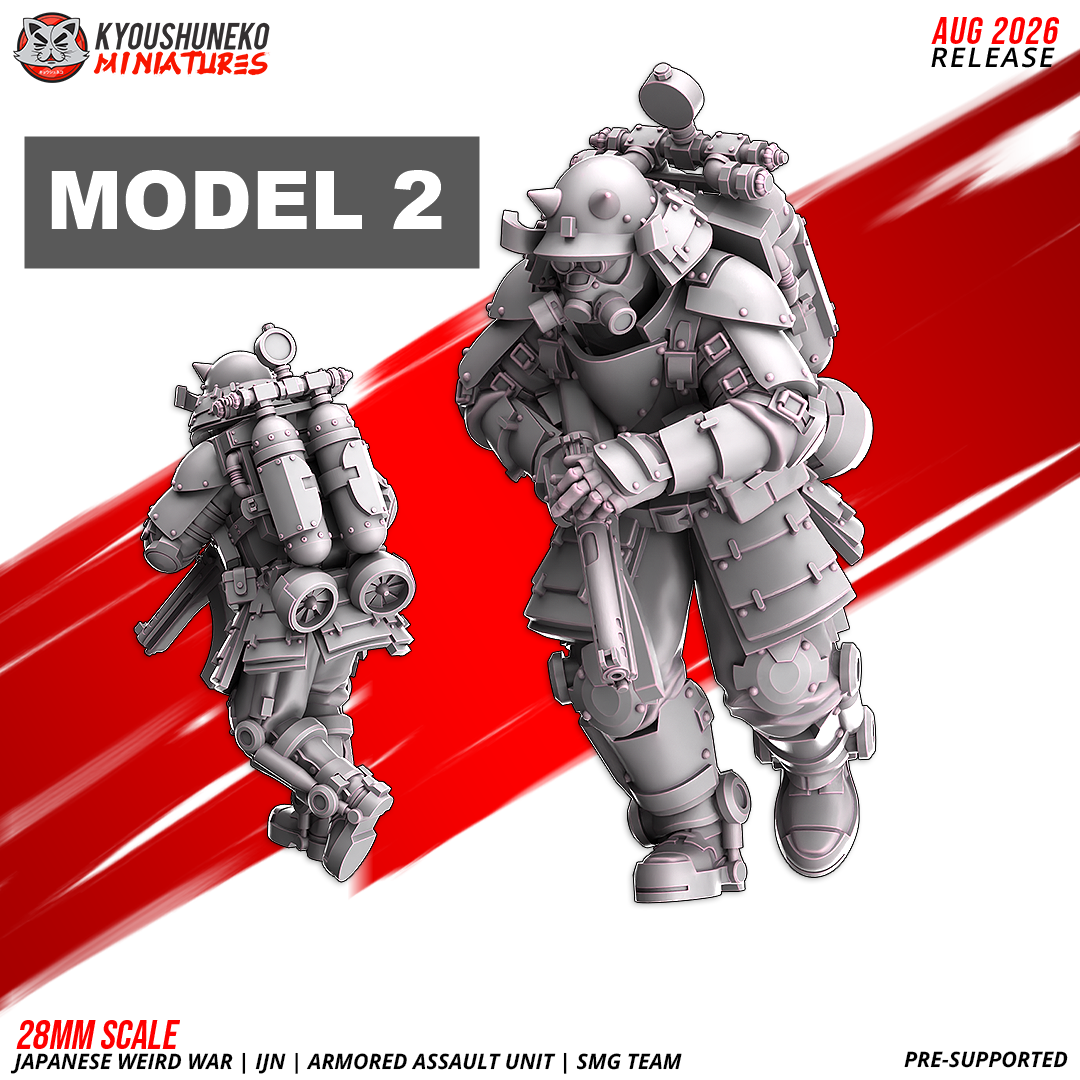 IJN Armored Assault SMG trooper, advancing, submachine gun held low across body, 28mm resin