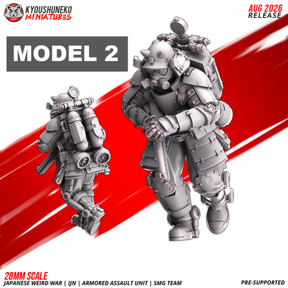 IJN Armored Assault SMG trooper, advancing, submachine gun held low across body, 28mm resin