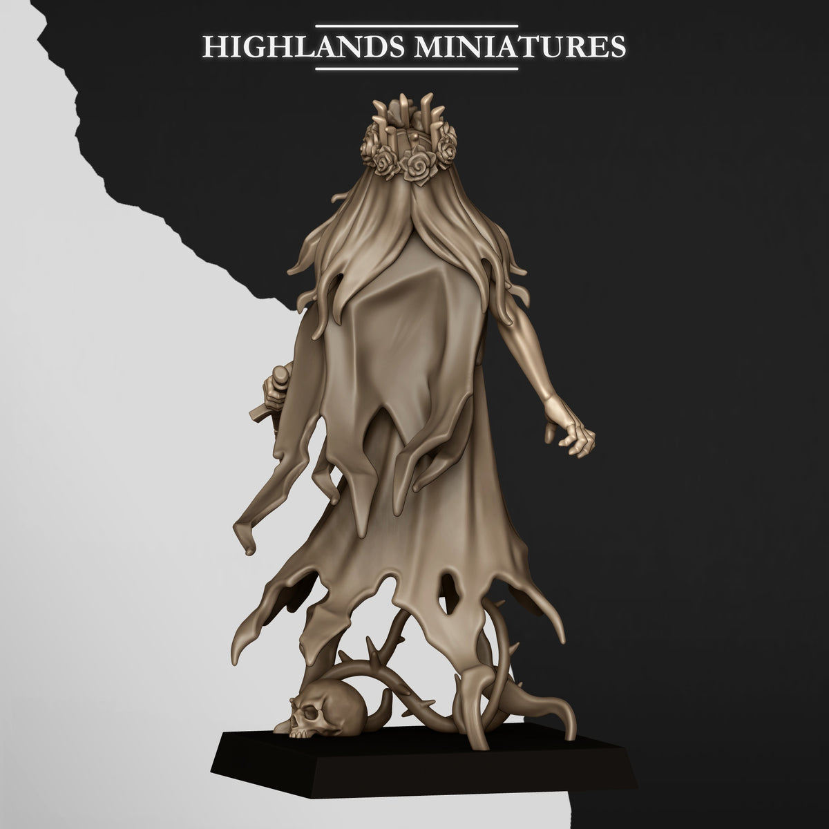 Sorrow Banshee 1, rear view, Highlands Miniatures render
