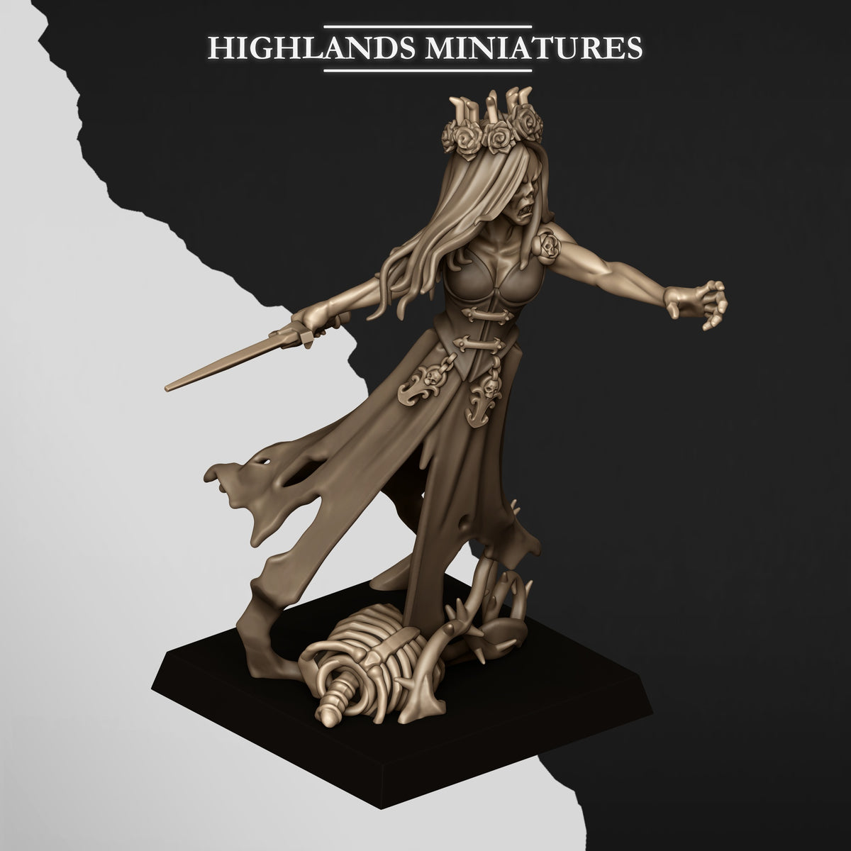 Sorrow Banshee 2, three-quarter view from above, Highlands Miniatures render