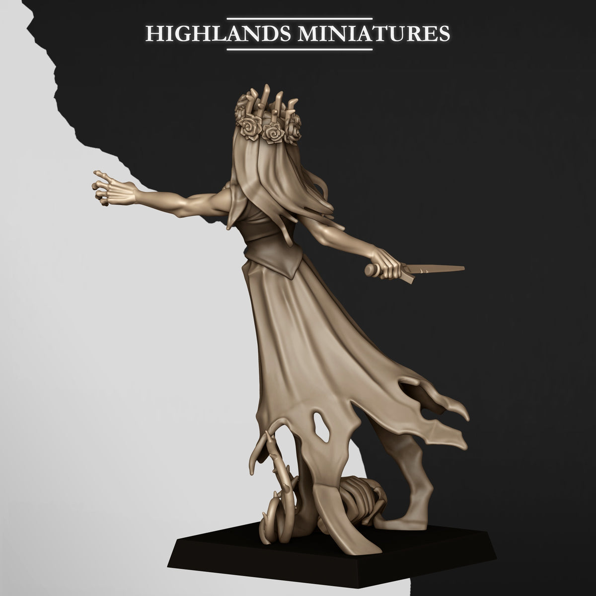 Sorrow Banshee 2, rear three-quarter view, Highlands Miniatures render