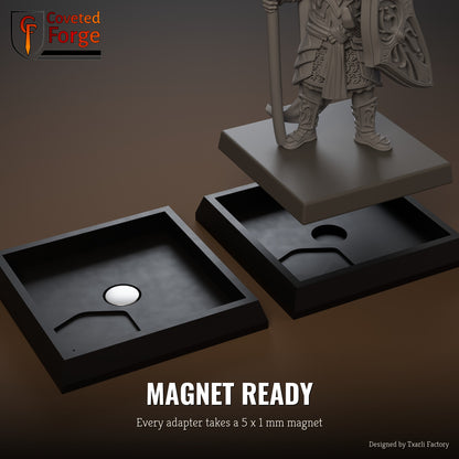 Magnet ready square base adapter, 5x1mm magnet