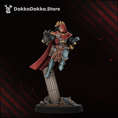 Legio Artemis Harpies/Sirens Model 7, hooded sister with a hand flamer, Dakka Dakka Store render