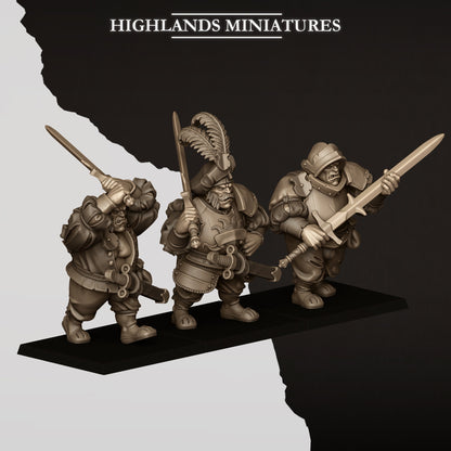 Three Sunland greatsword ogres arranged as a mercenary unit, resin miniatures by Highlands Miniatures