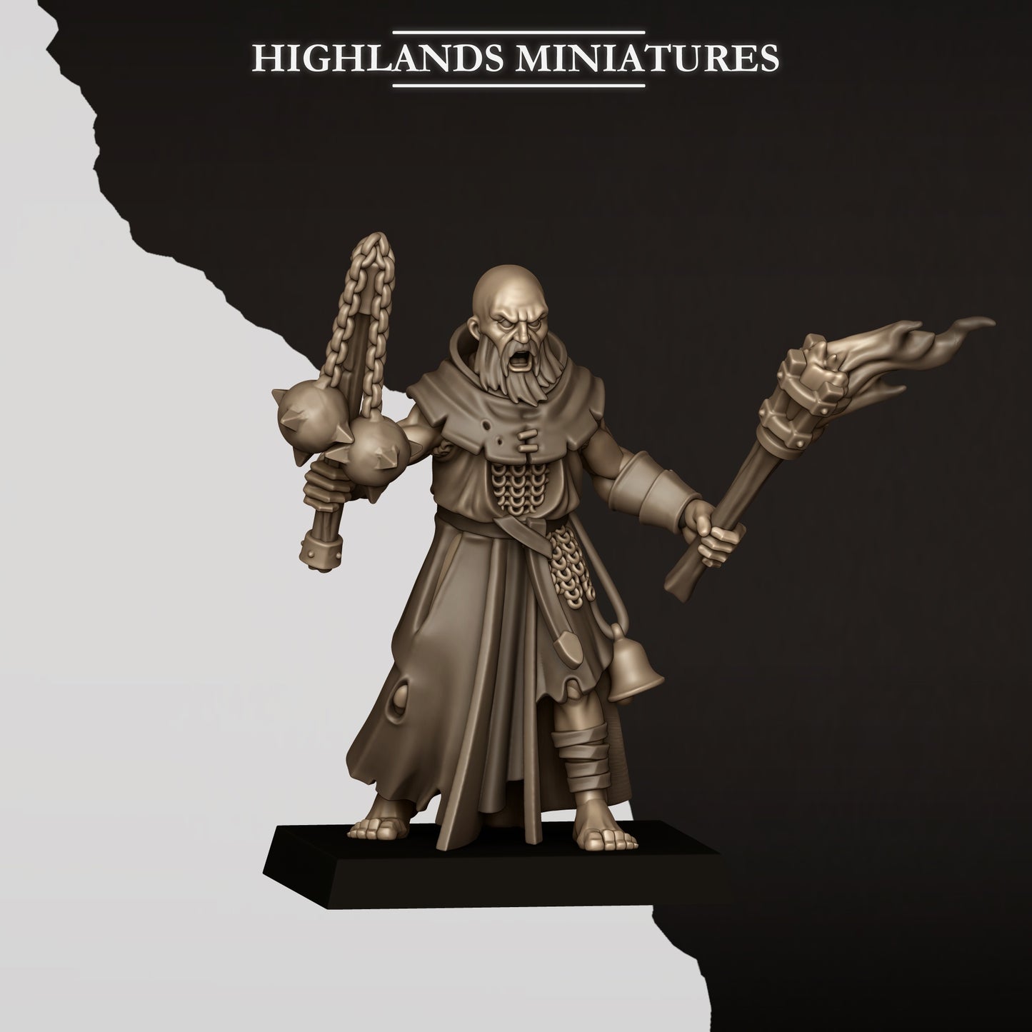 Sunland fanatical zealot pose D, armoured penitent with a bell and bandaged arm