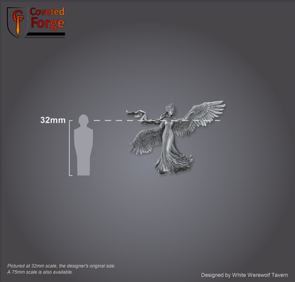 Scale reference: The Swan Princess at 32mm scale beside a 32mm human silhouette