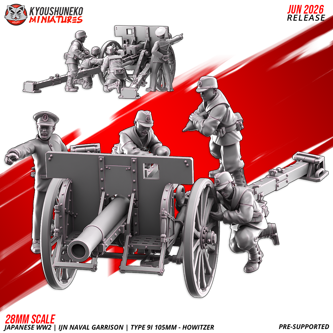Type 91 105mm howitzer and Imperial Japanese crew