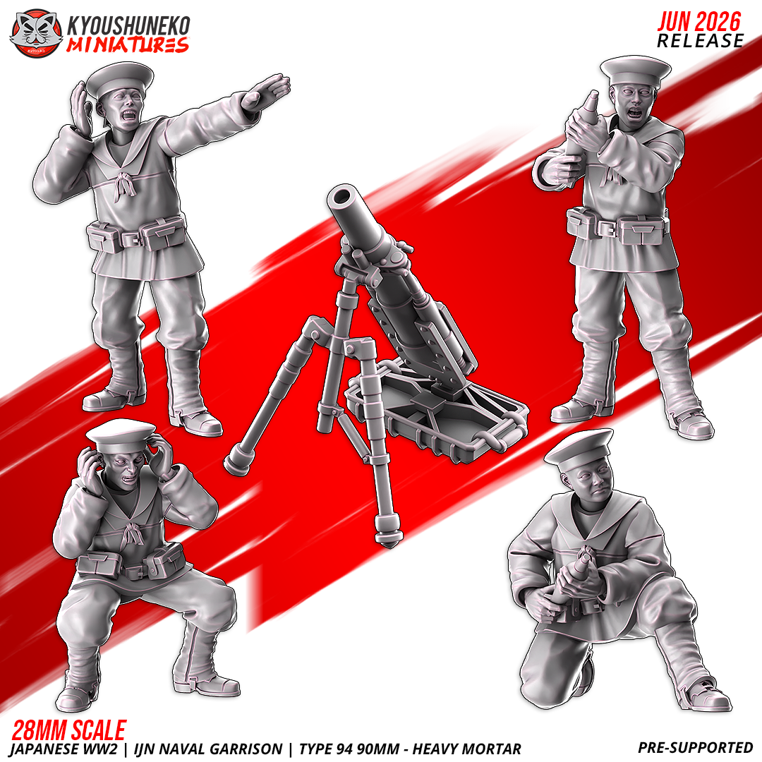 Type 94 90mm heavy mortar crew detail