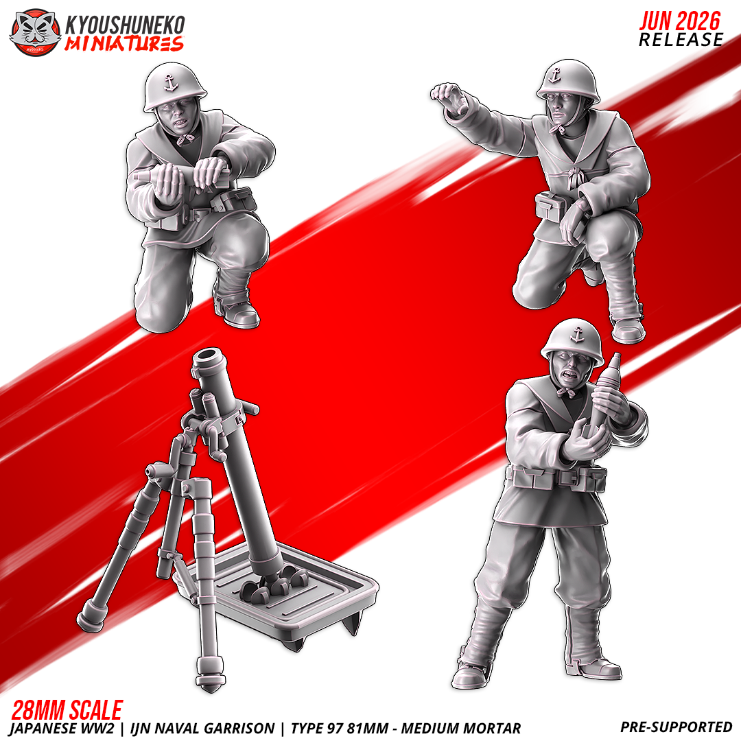 Type 97 81mm medium mortar crew detail